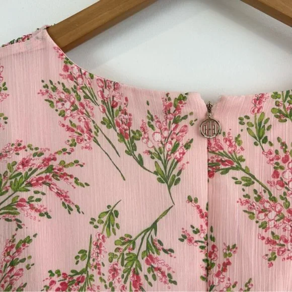Tommy Hilfiger Chapan Bouquet Chiffon Midi Dress Size 12 NWT Pink Floral - Picture 9 of 16